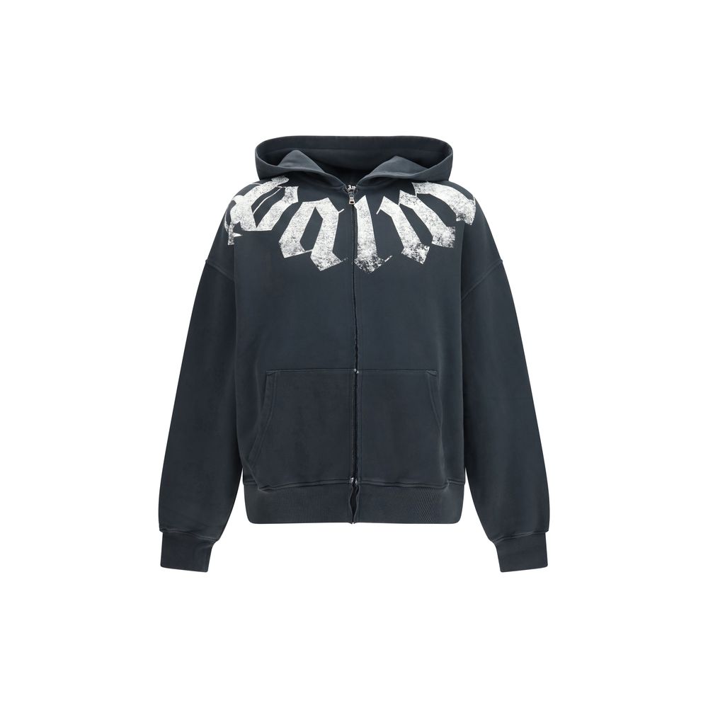 Sweatshirt Hoodie by Palm Angels for men in cotton black features an dramatic silhouette, showcasing a sophisticated hooded neckline and dramatic for a refined, modern aesthetic.