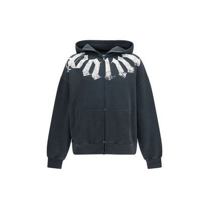 Sweatshirt Hoodie by Palm Angels for men in cotton black features an dramatic silhouette, showcasing a sophisticated hooded neckline and dramatic for a refined, modern aesthetic.