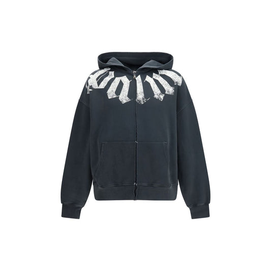 Sweatshirt Hoodie by Palm Angels for men in cotton black features an dramatic silhouette, showcasing a sophisticated hooded neckline and dramatic for a refined, modern aesthetic.