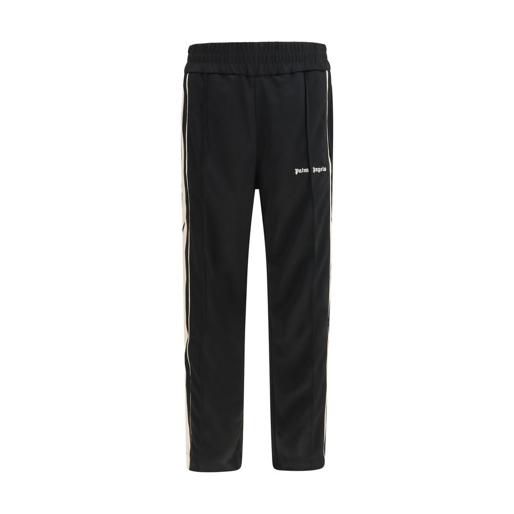 Jogger Sweatpants by Palm Angels for men in polyester black & print features a contemporary silhouette with , a contemporary regular-fit, long hem, and for a premium, high-performance aesthetic.