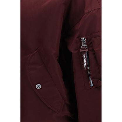 Bomber Jacket by Dsquared² for men in nylon polyester satin blue, patterned, checked & signature showcases a bohemian silhouette, artfully detailed with a bohemian and signature pockets for a truly bohemian finish.