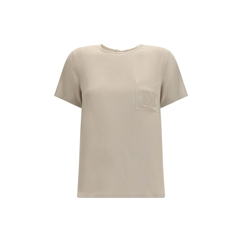 T-Shirt by Max Mara for women in silk beige showcases a dramatic silhouette, elegantly detailed with a dramatic and for a truly dramatic finish.