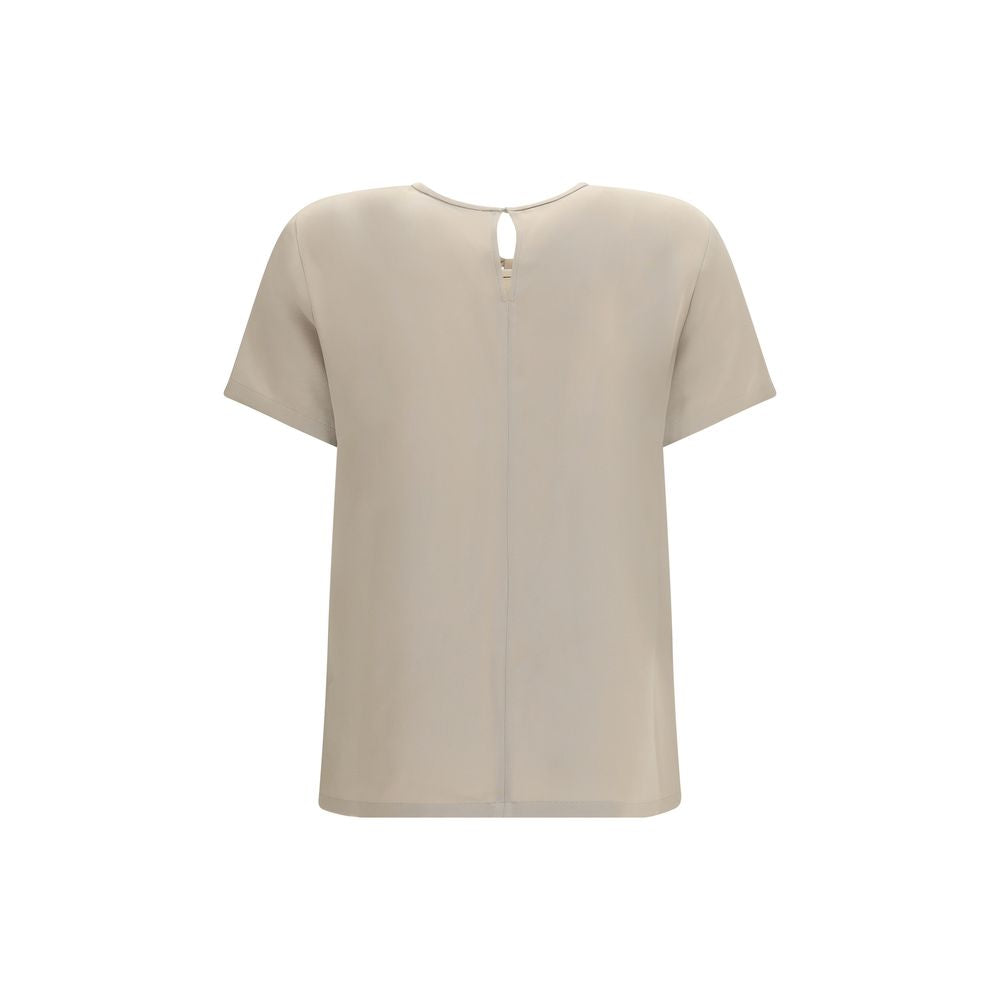 T-Shirt by Max Mara for women in silk beige features a plush silhouette, showcasing a sophisticated and for a truly plush finish.