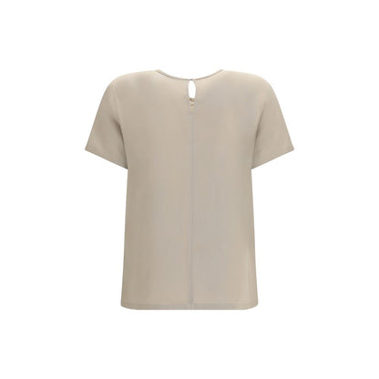 T-Shirt by Max Mara for women in silk beige features a plush silhouette, showcasing a sophisticated and for a truly plush finish.