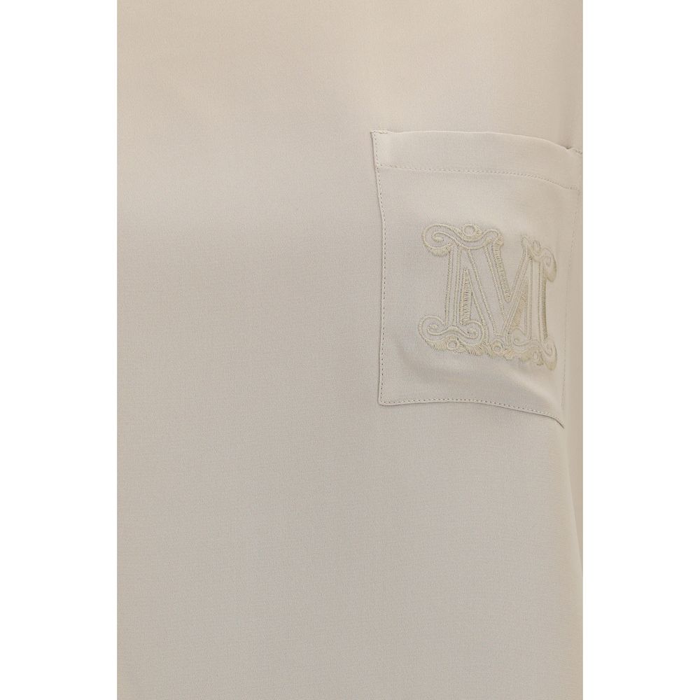 T-Shirt by Max Mara for women in silk beige showcases a unassuming silhouette, artfully detailed with a refined and unassuming for a sophisticated, contemporary look.