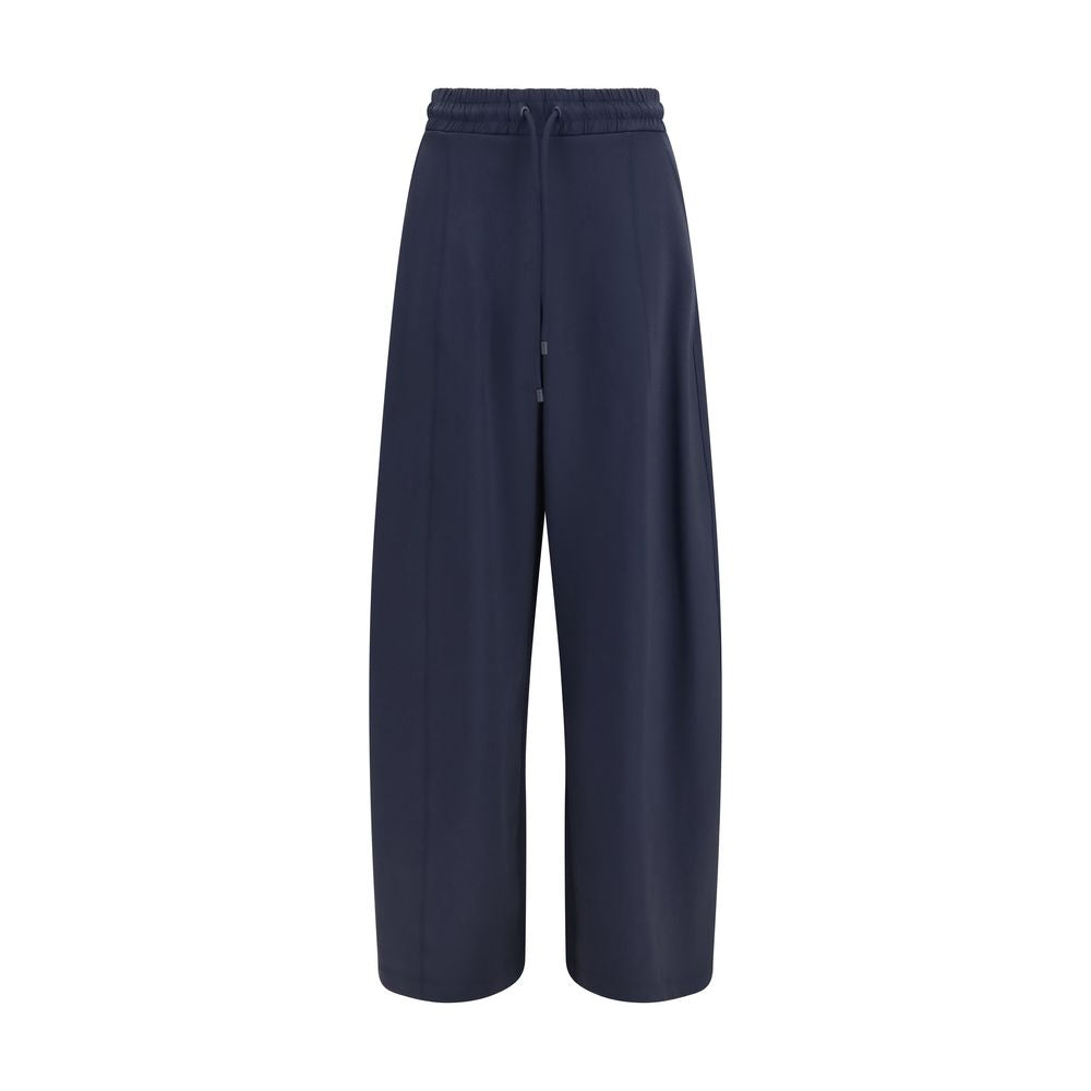 Casual Pants by Max Mara for women in stretch cotton & polyamide blue & print features a polished silhouette with a polished regular-fit & wide, reaching a polished long and finished with a polished .