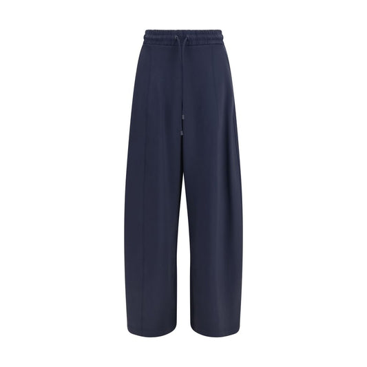 Casual Pants by Max Mara for women in stretch cotton & polyamide blue & print features a polished silhouette with a polished regular-fit & wide, reaching a polished long and finished with a polished .