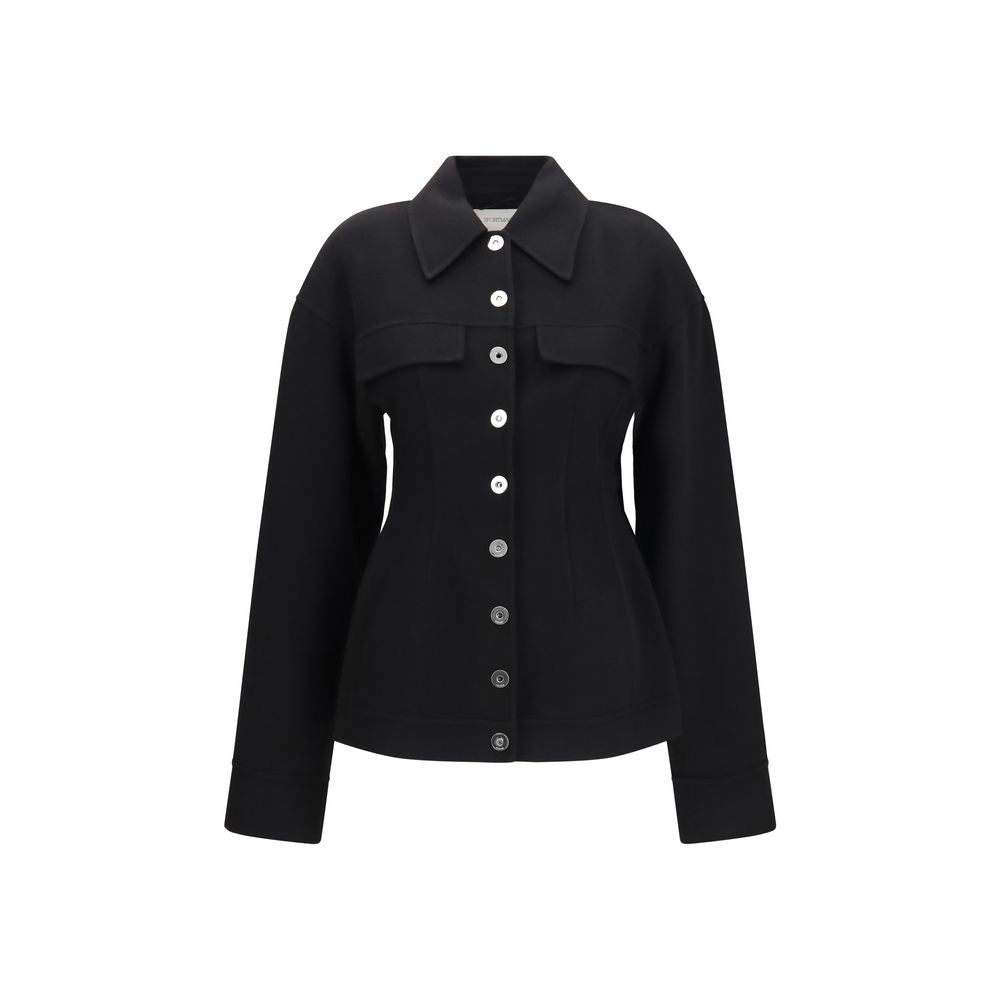 Overcoat by Max Mara for women in virgin wool black & silver showcases a enveloping silhouette, detailed with distinctive pockets and a enveloping .
