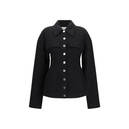 Overcoat by Max Mara for women in virgin wool black & silver showcases a enveloping silhouette, detailed with distinctive pockets and a enveloping .