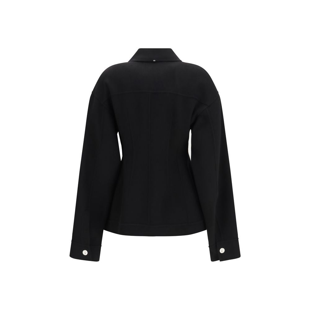 Overcoat by Max Mara for women in virgin wool black & silver features an satoral silhouette, showcasing a sophisticated and satoral pockets for a premium, timeless look.