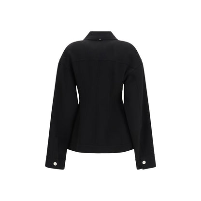 Overcoat by Max Mara for women in virgin wool black & silver features an satoral silhouette, showcasing a sophisticated and satoral pockets for a premium, timeless look.