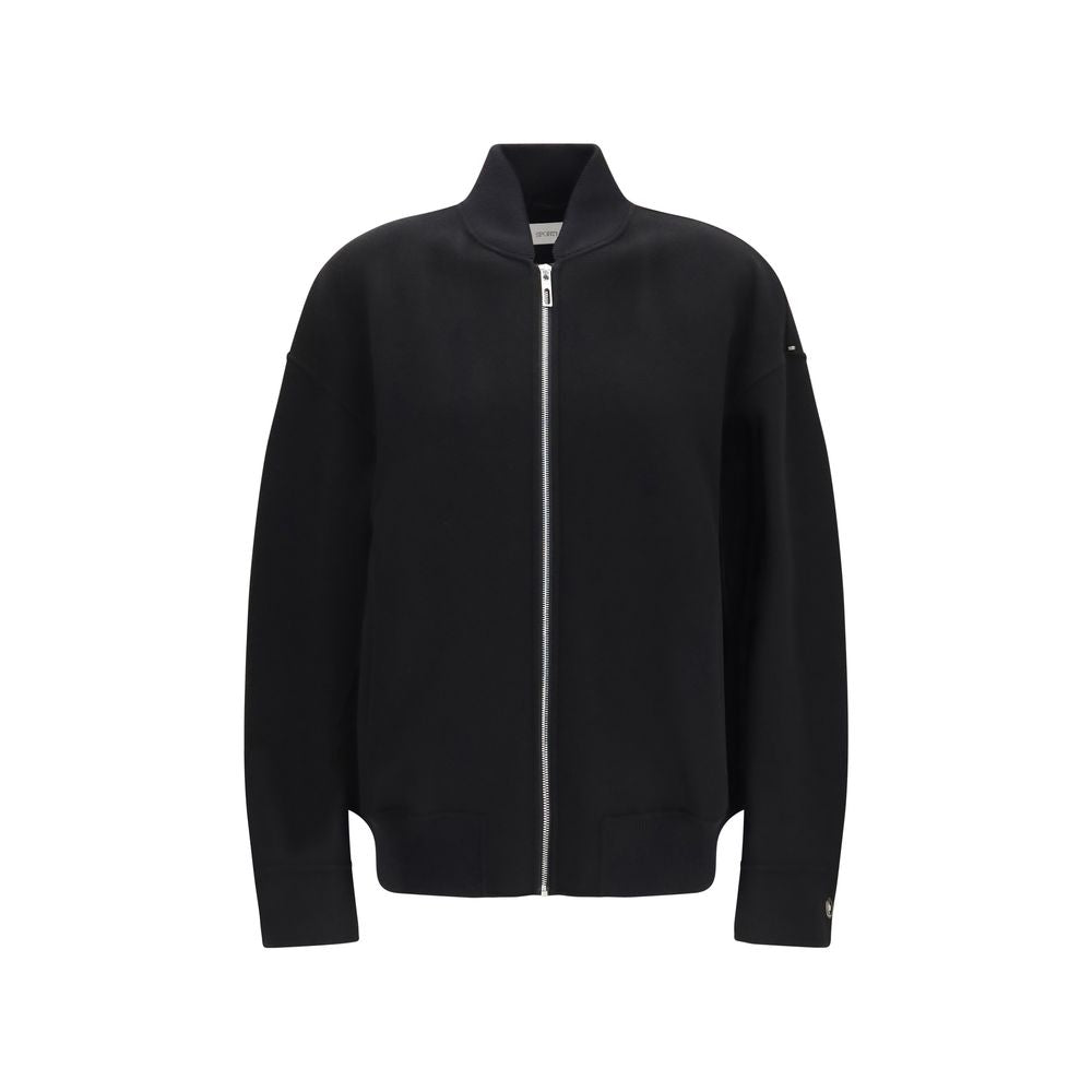 Overcoat by Max Mara for women in virgin wool black features an voluminous silhouette, showcasing distinct pockets and a voluminous for a truly voluminous aesthetic.