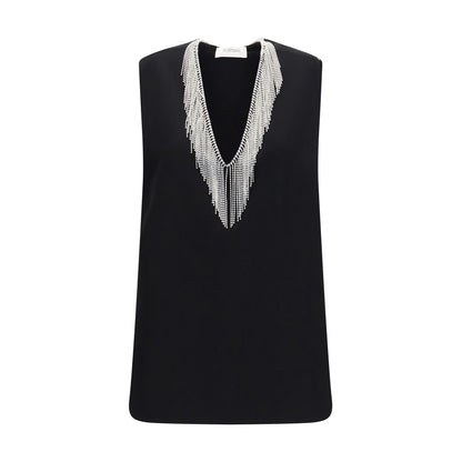 Shirt by Max Mara for women in stretch polyester black presents a discerning silhouette, showcasing a sophisticated v-neck neckline and sleeveless for a truly discerning finish.