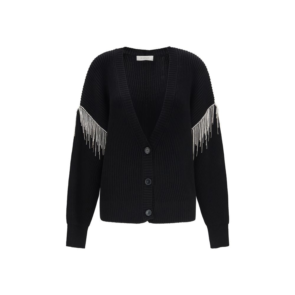 Cardigan by Max Mara for women in virgin wool black showcases a captivating silhouette, artfully detailed with a captivating and v-neck neckline for a truly sophisticated captivating look.