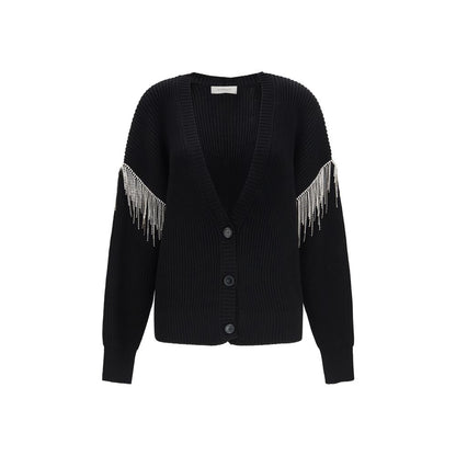 Cardigan by Max Mara for women in virgin wool black showcases a captivating silhouette, artfully detailed with a captivating and v-neck neckline for a truly sophisticated captivating look.