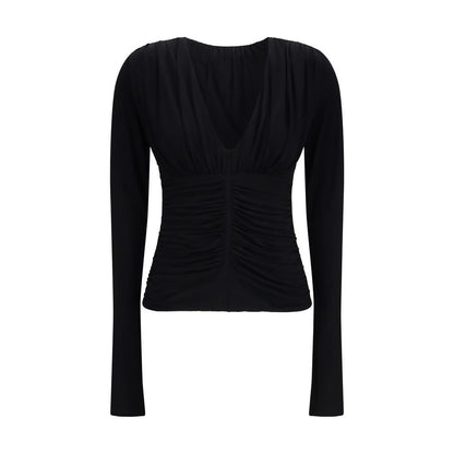 Dress Shirt by Max Mara for women in stretch viscose black features an polished silhouette, showcasing a sophisticated v-neck neckline and long-sleeve detail for a truly polished finish.