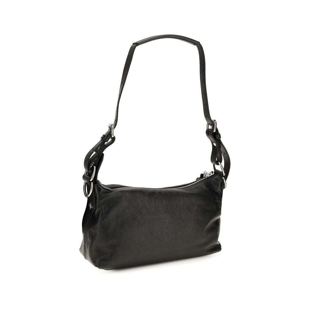 Shoulder Handbag by Vivienne Westwood for women in lambskin leather black & silver features a refined silhouette, showcasing a secure zipper, organized , and versatile shoulder-strap & adjustable-strap for a refined finish.