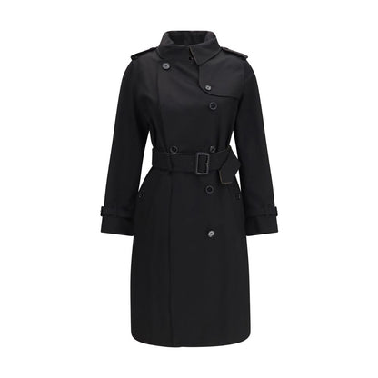 This Burberry women cotton Trench Coat in beige & black presents a high style silhouette, meticulously detailed with pockets and a high style for a sophisticated, timeless look.