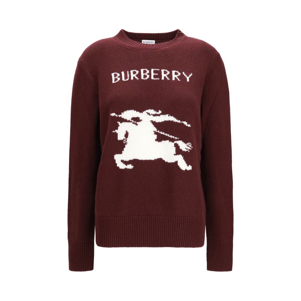 Sweatshirt by Burberry for women in cashmere merino wool & capra leather bordeaux features an provocated silhouette, detailed with a provocated and a refined for a sophisticated aesthetic.