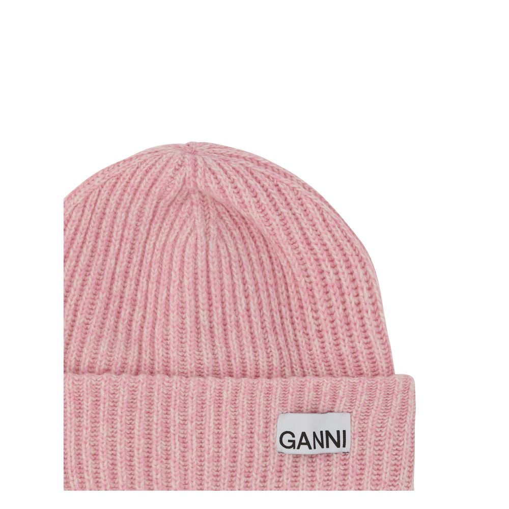 Beanie Hat by Ganni for women in wool & nylon multicolor & monogram features a refined silhouette, showcasing the refined design of the Wool & Nylon Beanie Hat for a sophisticated look.