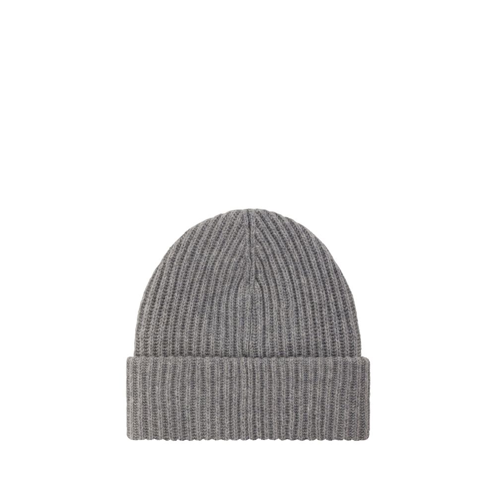 Beanie Hat by Ganni for women in wool & nylon gray & monogram features a distinguished knit construction, showcasing the sophisticated silhouette and distinguished finish of the Wool & Nylon Beanie Hat.