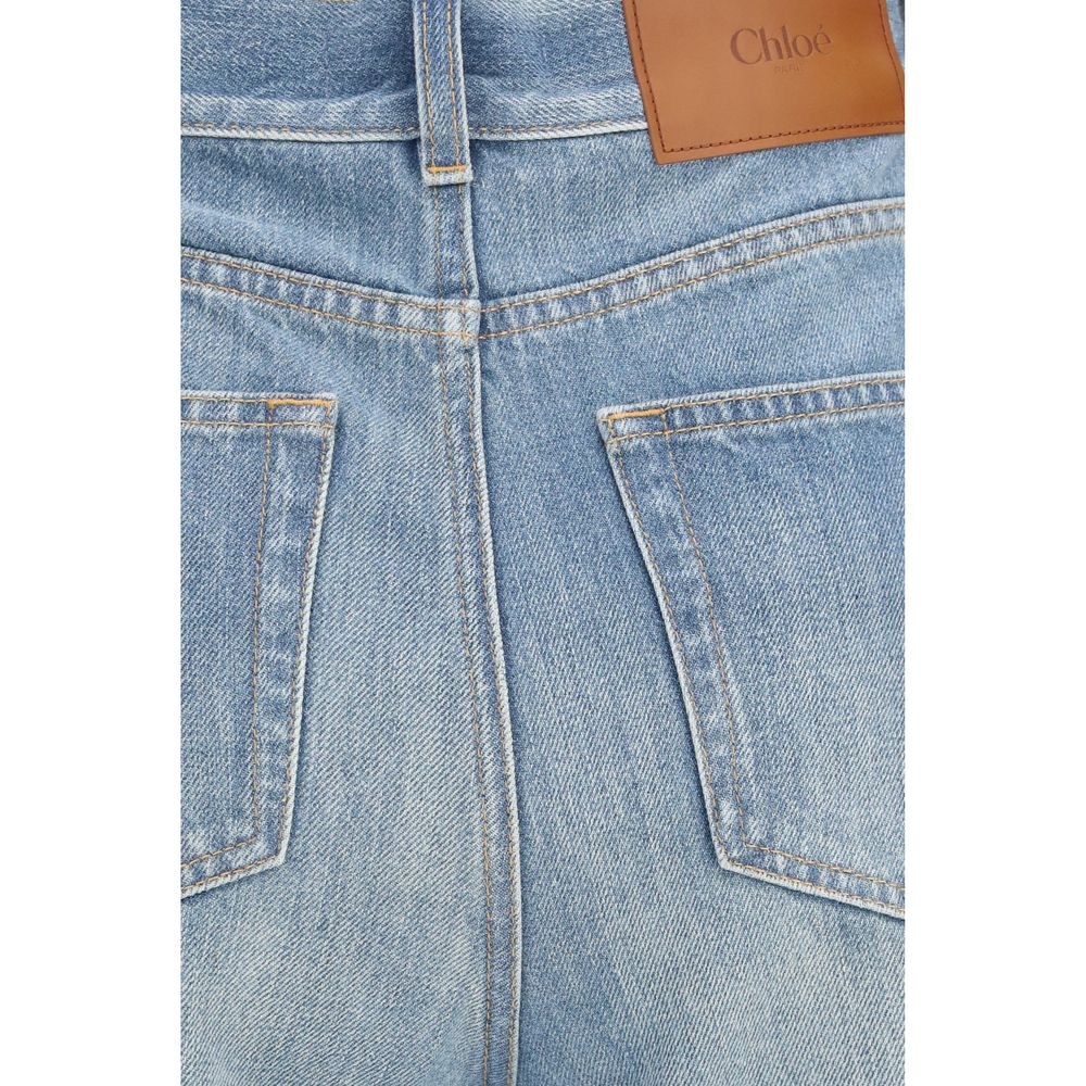 Jeans by Chloé for women in cotton denim blue features an sophisticated high rise and flared, regular-fit & wide with a precise long, creating a sophisticated and sophisticated silhouette.
