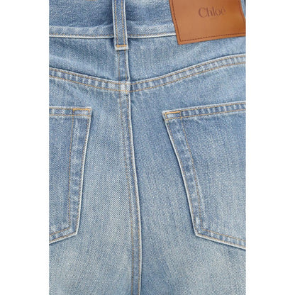 Jeans by Chloé for women in cotton denim blue features an sophisticated high rise and flared, regular-fit & wide with a precise long, creating a sophisticated and sophisticated silhouette.