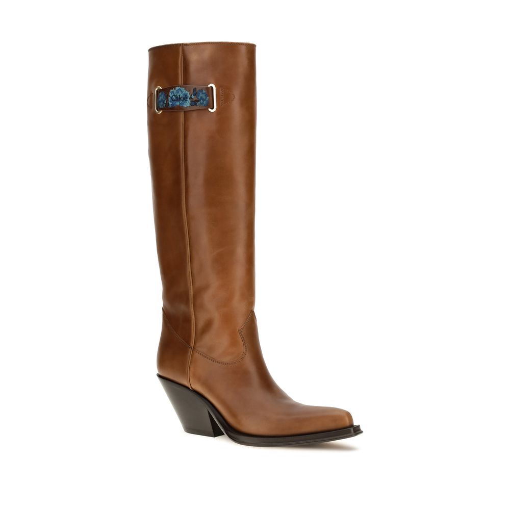Cowboy Over-The-Knee Boots by Chloé for women in bos taurus calf leather brown & floral features an high-performance silhouette, showcasing the sophisticated design of the Women's Bos Taurus Calf Leather Cowboy Over-The-Knee Boots with a and a refined pointed toe style.