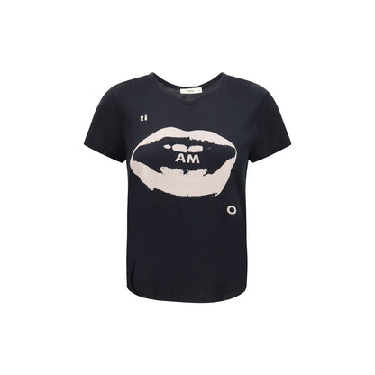 T-Shirt by Fendi for women in organic cotton black & print showcases a chic silhouette, artfully detailed with a chic v-neck neckline and short-sleeve for a chic finish.