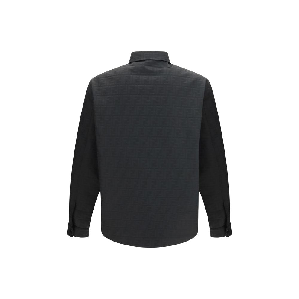 Shirt by Fendi for men in polyester & nylon black, palladium, patterned & jacquard showcases a sleek silhouette, elegantly detailed with a sleek shirt-collar neckline and for a sleek finish.