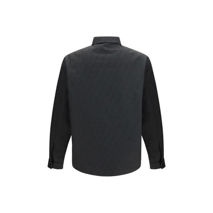 Shirt by Fendi for men in polyester & nylon black, palladium, patterned & jacquard showcases a sleek silhouette, elegantly detailed with a sleek shirt-collar neckline and for a sleek finish.