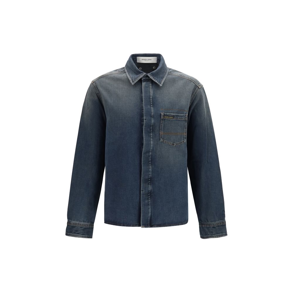 Shirt by Golden Goose for men in denim cotton blue features an polished silhouette, showcasing a sophisticated and detail for a truly polished finish.