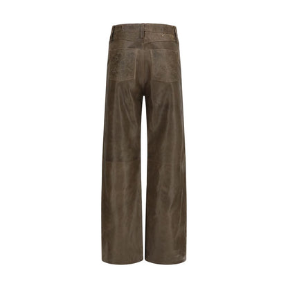 Pants by Golden Goose for women in bos taurus calf leather brown features a sleek silhouette with a sleek straight-leg, regular-fit & wide, a refined long, and a sophisticated finish.