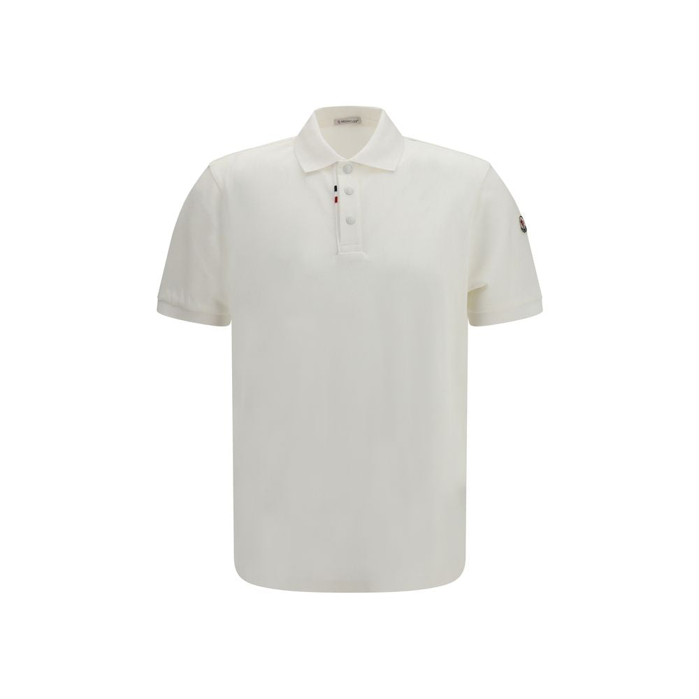 Polo Shirt by Moncler for men in cotton white presents a sleek silhouette, featuring a refined and short-sleeve for a sleek finish.