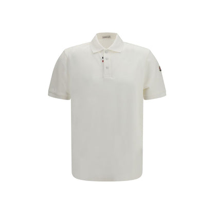 Polo Shirt by Moncler for men in cotton white presents a sleek silhouette, featuring a refined and short-sleeve for a sleek finish.