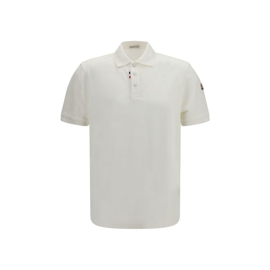 Polo Shirt by Moncler for men in cotton white presents a sleek silhouette, featuring a refined and short-sleeve for a sleek finish.