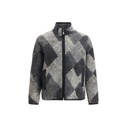 Hooded Cardigan by Moncler for men in wool & polyester gray & patterned features an impeccable silhouette, showcasing a sophisticated hooded neckline and detail for a truly impeccable finish.