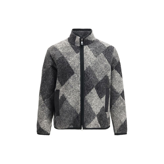 Hooded Cardigan by Moncler for men in wool & polyester gray & patterned features an impeccable silhouette, showcasing a sophisticated hooded neckline and detail for a truly impeccable finish.