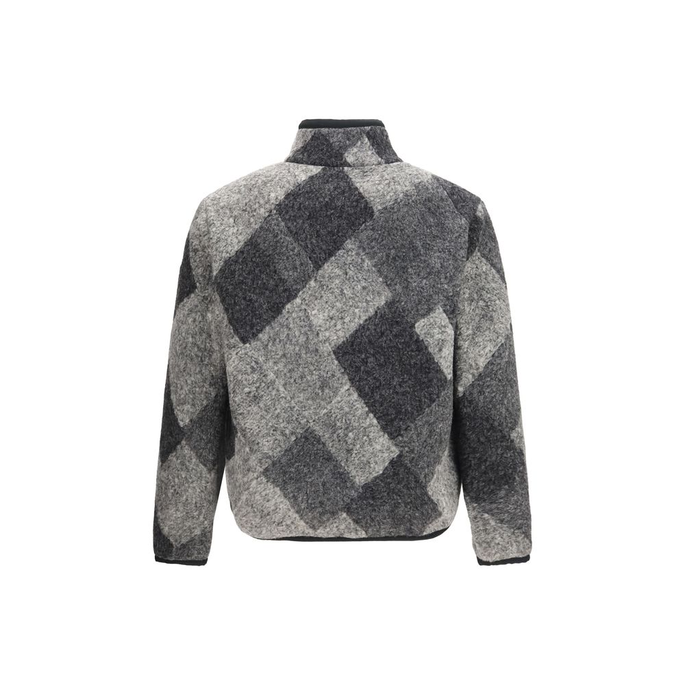 Hooded Cardigan by Moncler for men in wool & polyester gray & patterned features an impeccable silhouette, showcasing a sophisticated hooded neckline and detail for a truly impeccable finish.