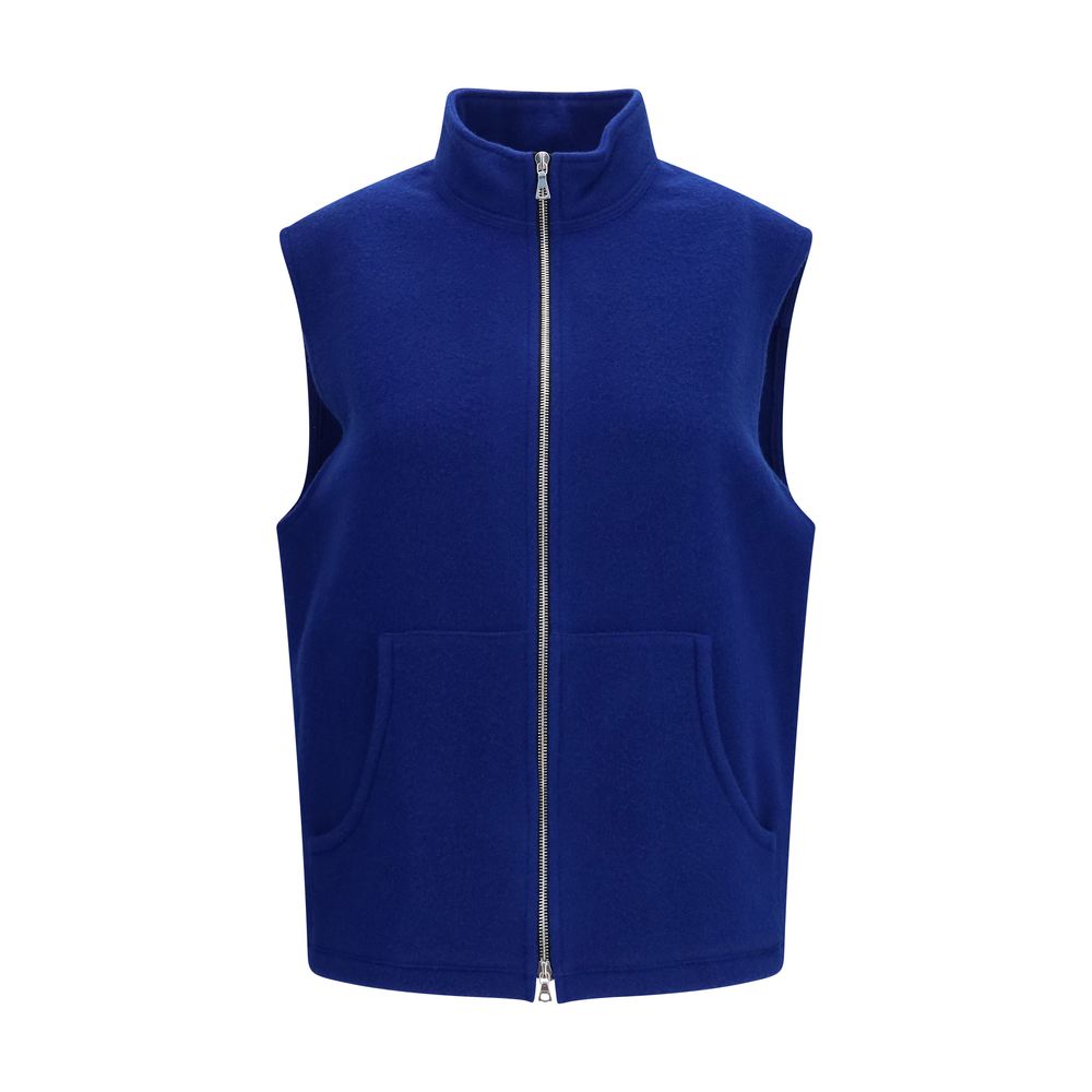 Vest by RIER for women in virgin wool blue features a stylish silhouette, showcasing distinct pockets and a refined for a truly stylish finish.
