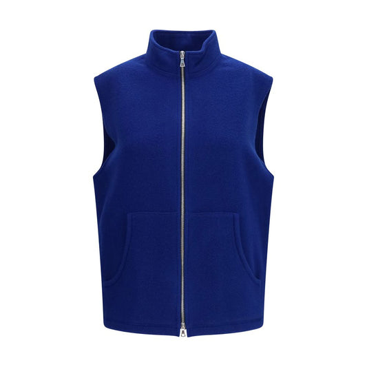 Vest by RIER for women in virgin wool blue features a stylish silhouette, showcasing distinct pockets and a refined for a truly stylish finish.