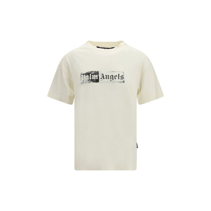 T-Shirt by Palm Angels for men in cotton beige & print features a plush silhouette, showcasing a sophisticated crew neckline and short-sleeve for a truly plush finish.