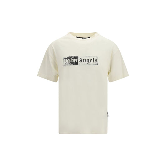 T-Shirt by Palm Angels for men in cotton beige & print features a plush silhouette, showcasing a sophisticated crew neckline and short-sleeve for a truly plush finish.