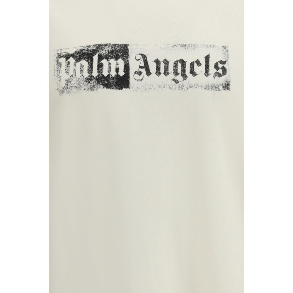 T-Shirt by Palm Angels for men in cotton beige & print showcases a fashionable silhouette, elegantly detailed with a fashionable and crew neckline for a sophisticated, high-fashion look.