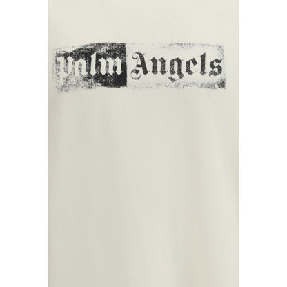 T-Shirt by Palm Angels for men in cotton beige & print showcases a fashionable silhouette, elegantly detailed with a fashionable and crew neckline for a sophisticated, high-fashion look.