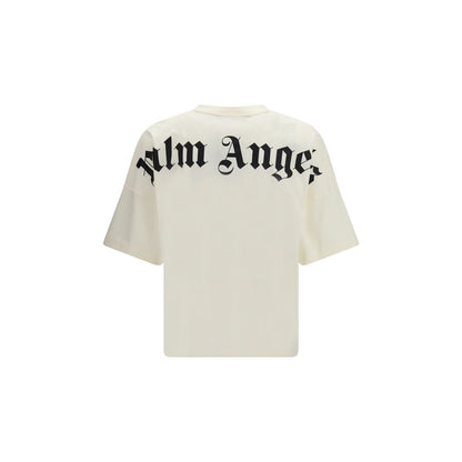 T-Shirt by Palm Angels for men in cotton beige & print showcases a chic silhouette, artfully detailed with a chic crew neckline and for a chic finish.