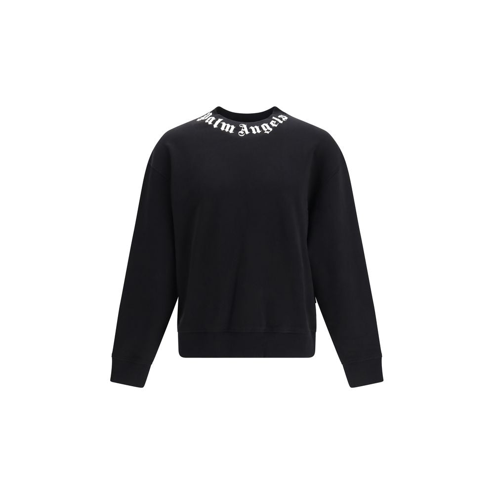 Sweatshirt by Palm Angels for men in cotton black showcases a slouchy chic silhouette, artfully detailed with a slouchy chic crew neckline and long-sleeve for a slouchy chic finish.