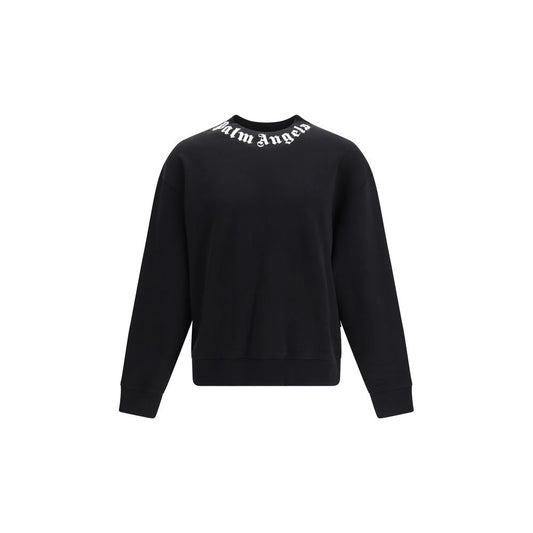 Sweatshirt by Palm Angels for men in cotton black showcases a slouchy chic silhouette, artfully detailed with a slouchy chic crew neckline and long-sleeve for a slouchy chic finish.