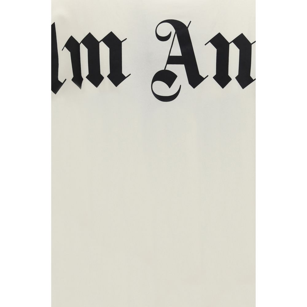 T-Shirt by Palm Angels for men in cotton beige & print showcases a unassuming silhouette, artfully detailed with a refined crew neckline and unassuming for a sophisticated, contemporary look.