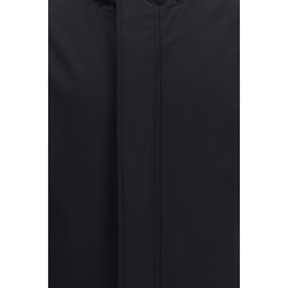 Hooded Windbreaker Jacket by Herno for men in polyester & nylon black features an stylish silhouette, showcasing a sophisticated hooded neckline and performance-driven pockets, hooded, insulated & windproof for a premium, stylish look.
